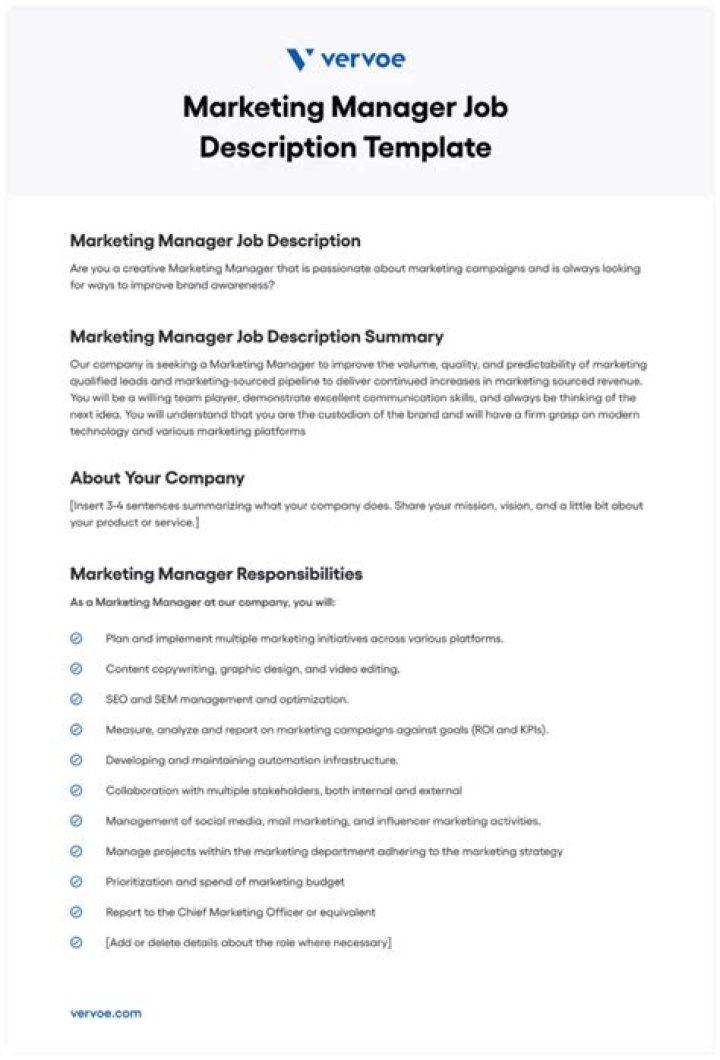 Assistant Marketing Manager Job Description PDF – Get the Full Template