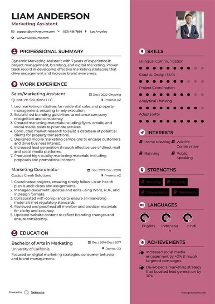Assistant Marketing Manager Resume Sample PDF for Career Boost