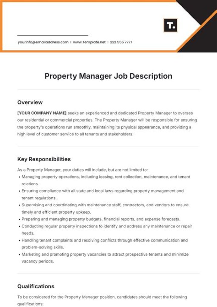 Assistant Property Manager Job Description PDF – Full Template