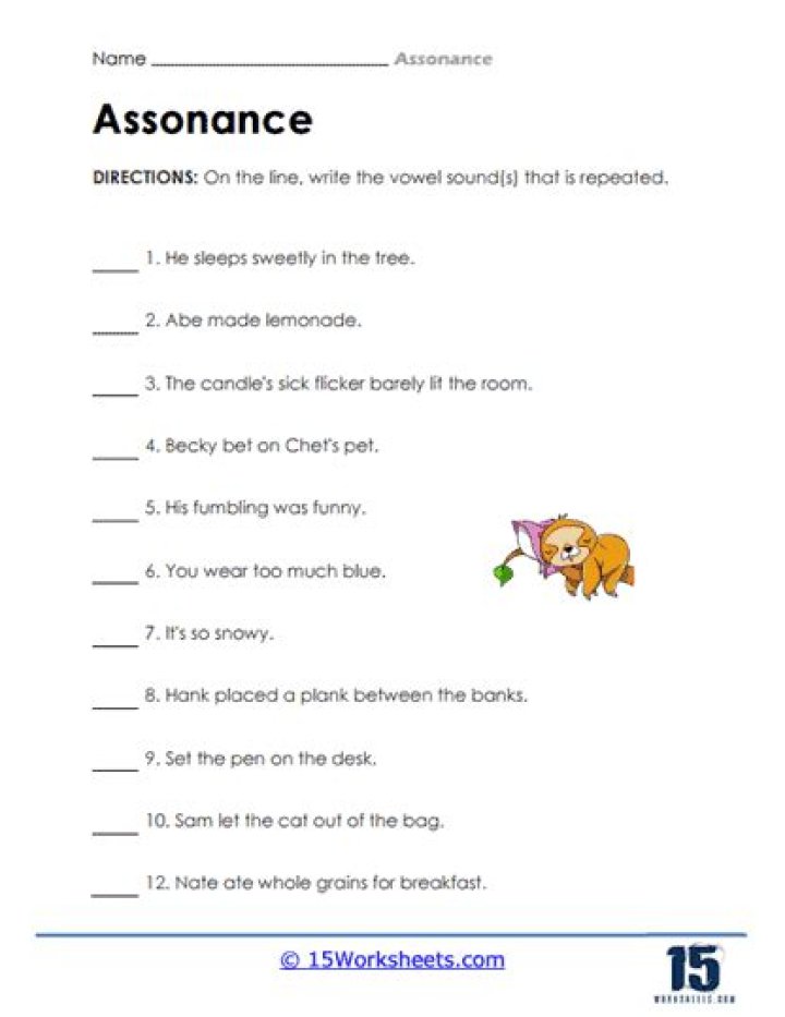 Free Assonance and Consonance Worksheet PDF – Boost Your Poetry Skills
