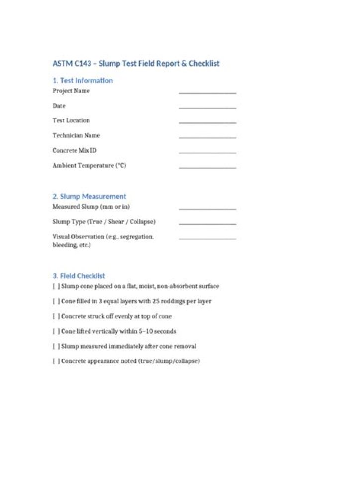 Free ASTM C143 Slump Test PDF for Testing Concrete Quality