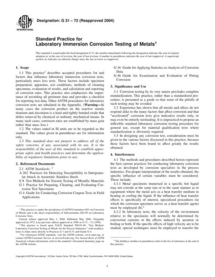 ASTM Standards for Corrosion Testing of Metals: Essential PDF Guide