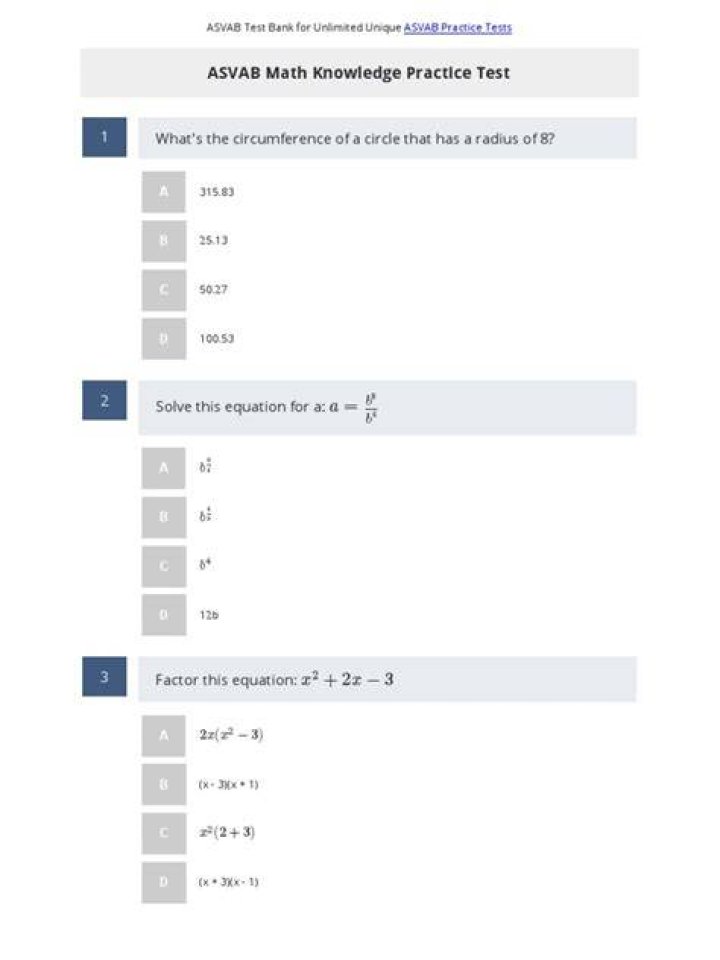 ASVAB Math Knowledge Practice Test PDF – Boost Your Score Fast