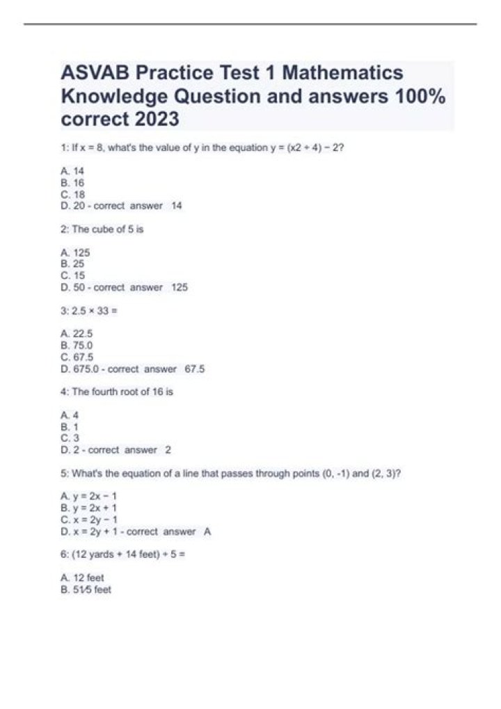 ASVAB Math Practice PDF: Free Questions & Answers