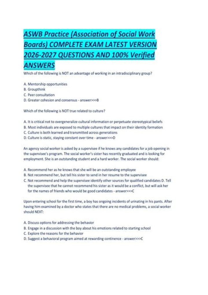 ASWB Exam Questions and Answers PDF: Expert Study Guide