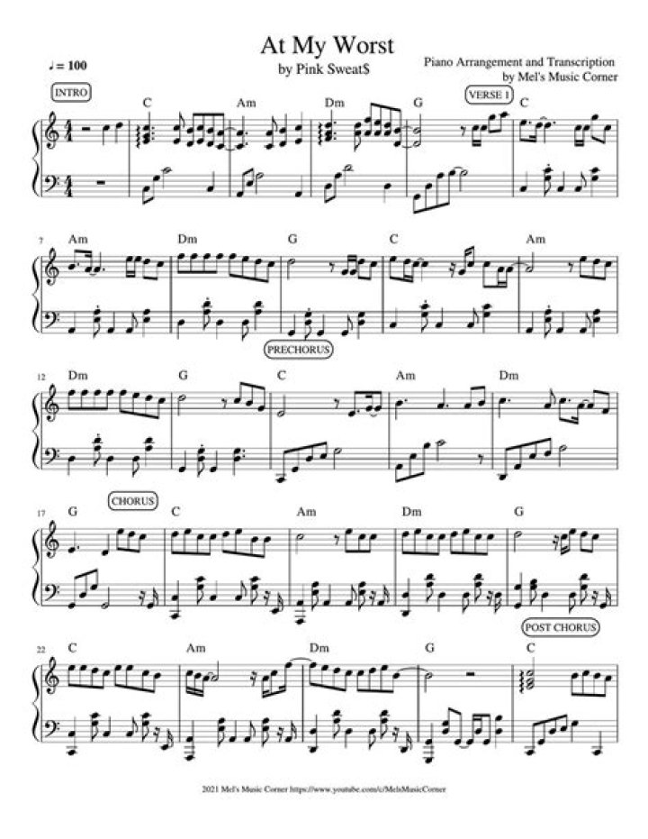 Free At My Worst Piano Sheet PDF – Download the Best Free Piano Sheets