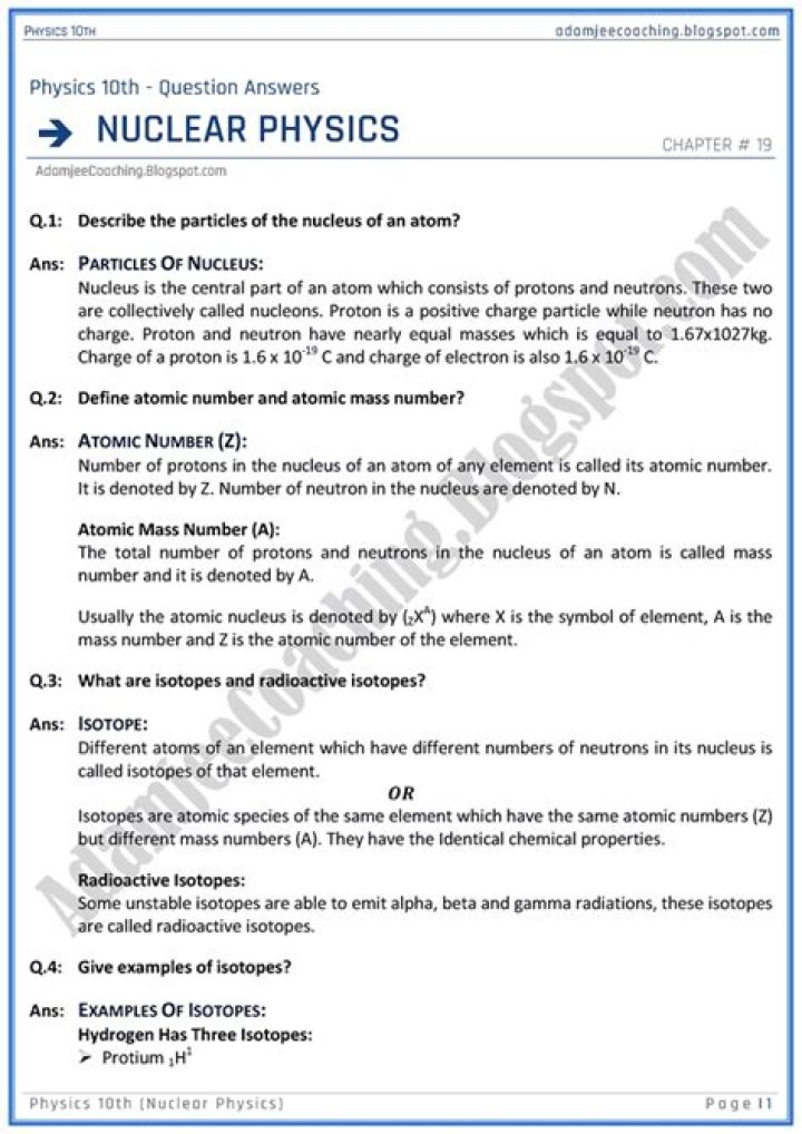 Atomic and Nuclear Physics Q&A PDF – Expert Answers & Study Guide