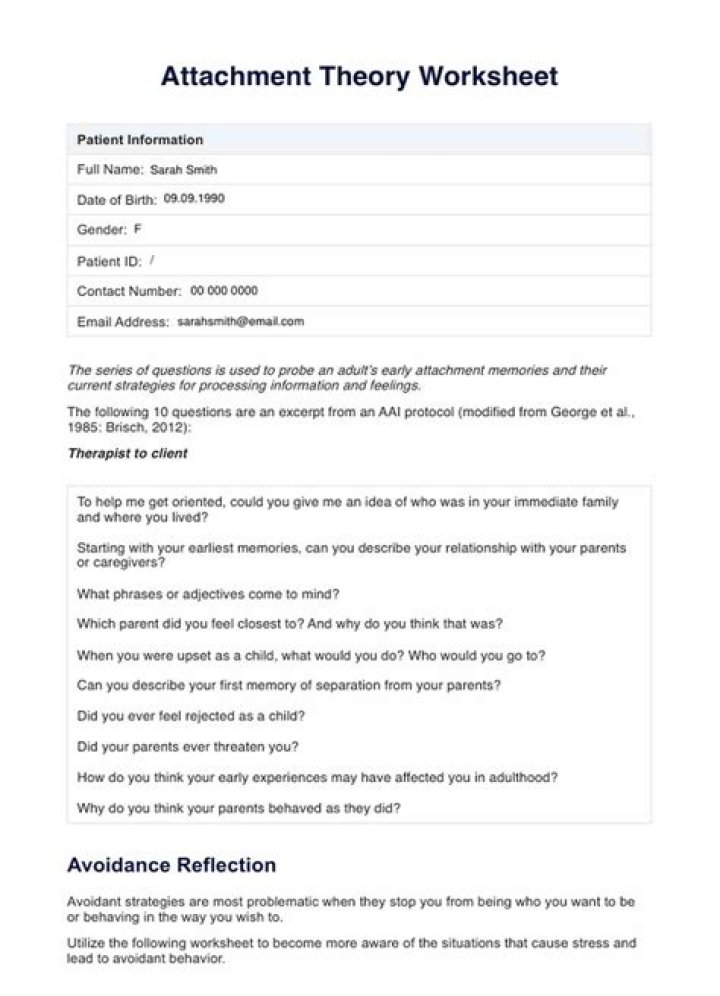 Attachment Theory Worksheet PDF – Practical Tools for Understanding Attachment Styles