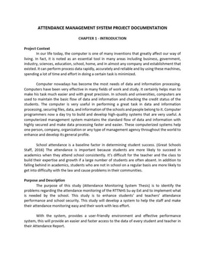 Attendance Management System Project Documentation PDF for Seamless Tracking