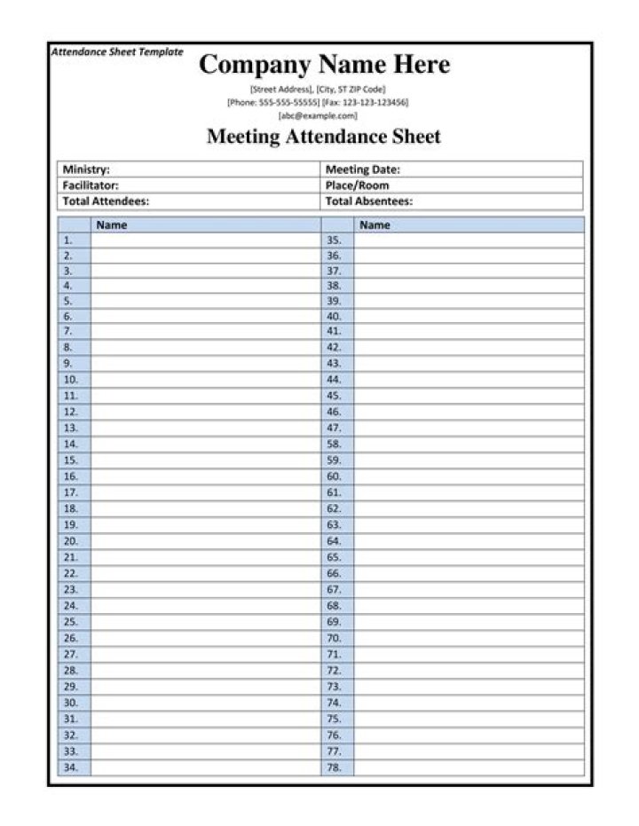 Free PDF Attendance Sheet Download – Easily Print & Track