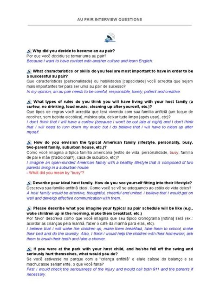 Essential Au Pair Interview Questions PDF for Success