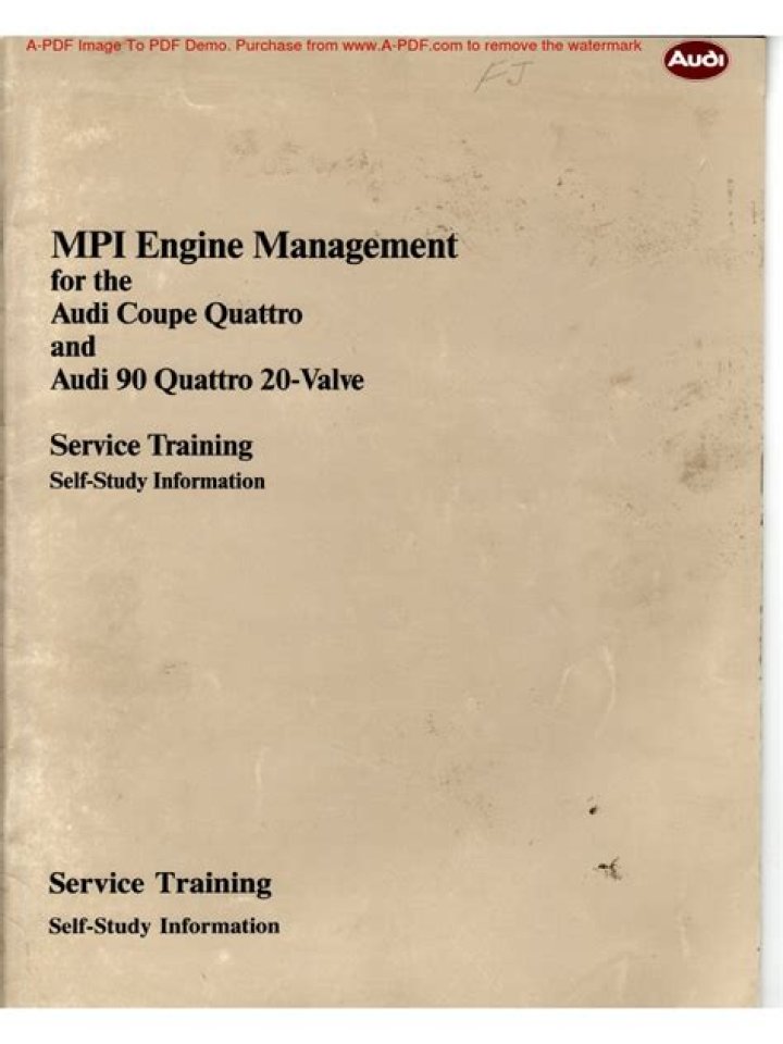 Audi MPI Engine Management Service Training Guide PDF