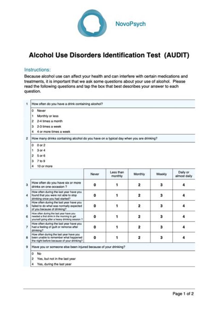 Audit Alcohol Use Disorders Identification Test PDF – Free Screening Guide