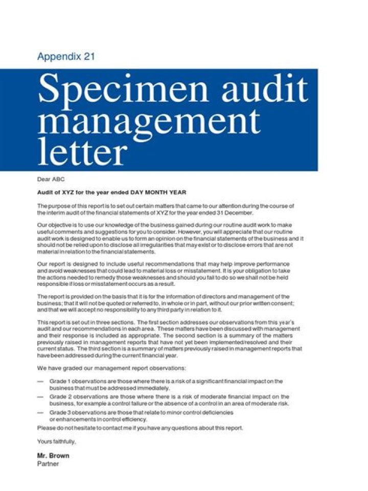 Audit Management Letter PDF: Official Compliance Documents