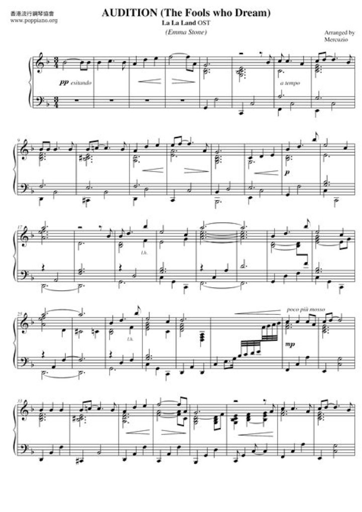 La La Land Sheet Music PDF for Audition Ready