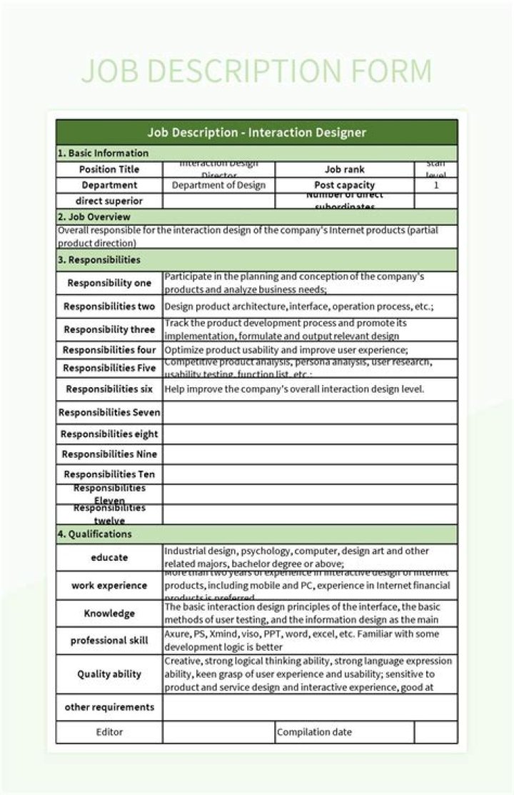 Australia Job Description: Table Games Manager – PDF Template