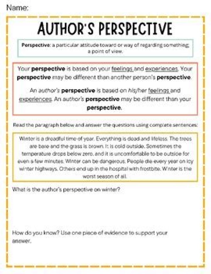 Author's Perspective Worksheet PDF – Practice Insightful Writing