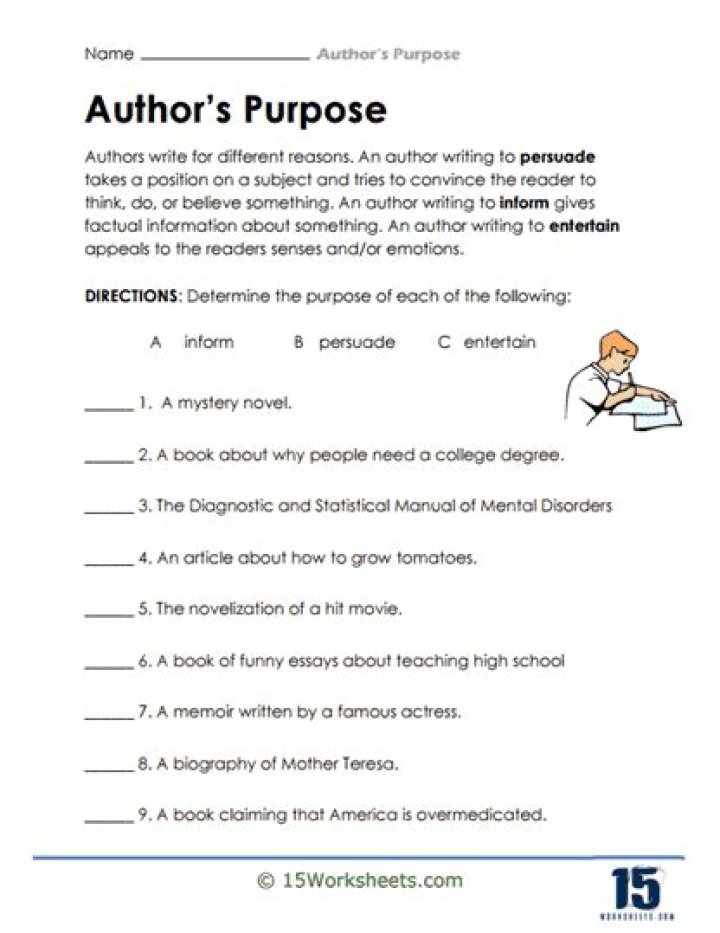 Author's Purpose Worksheet PDF: Teach Reading Comprehension Effectively