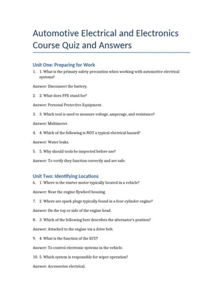 Auto Electrical Questions & Answers: Essential PDF Guide