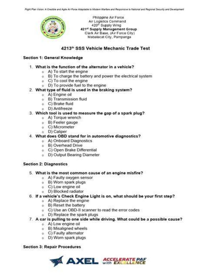 Auto Mechanic Test Questions and Answers PDF: Perfect Study Guide