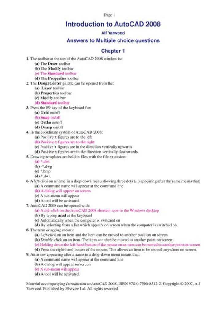 Autocad Multiple Choice Questions with Answers PDF Download