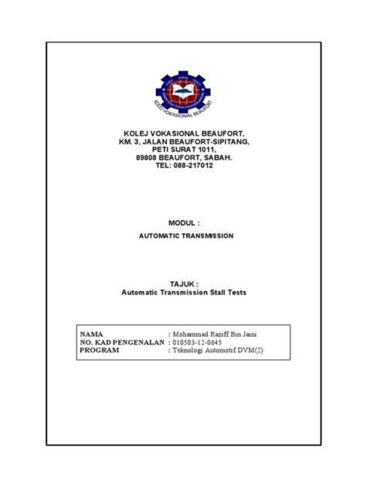 Automatic Transmission Stall Test PDF: How to Test & Diagnose Failures