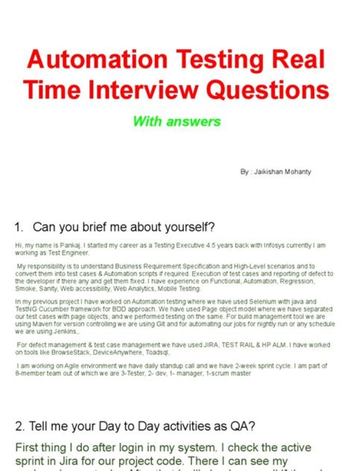 Automation Testing Interview Questions PDF: Expert Guide