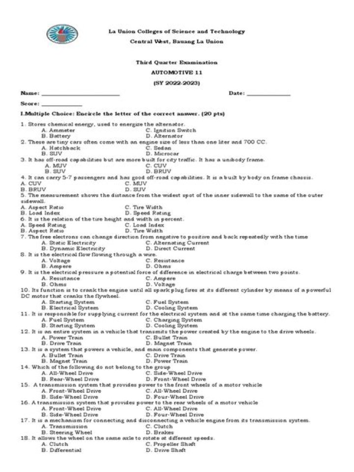 Top Automotive Exam Questions PDF for Passing Your Test