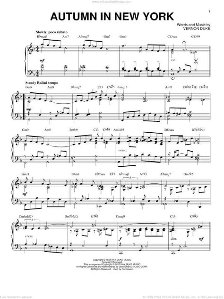 Autumn in New York Lead Sheet PDF – Get Free Download