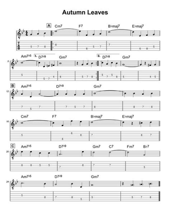 Free Autumn Leaves Guitar Sheet Music PDF – Download Now
