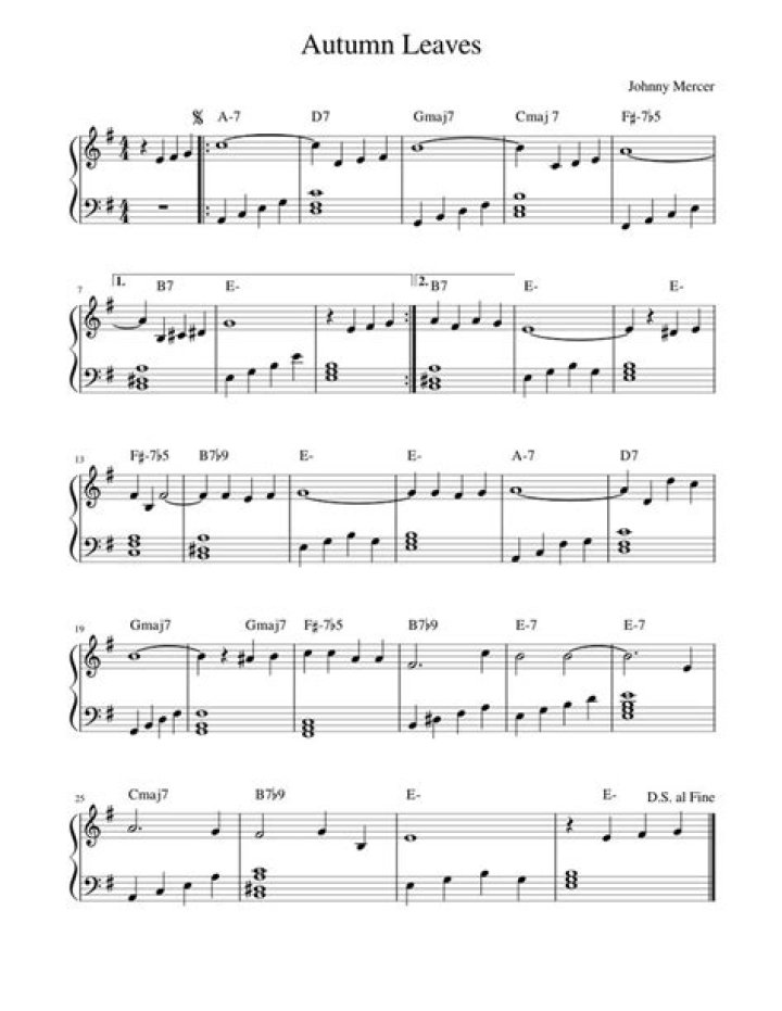 Free Autumn Leaves Piano Sheet Music PDF – Download Now