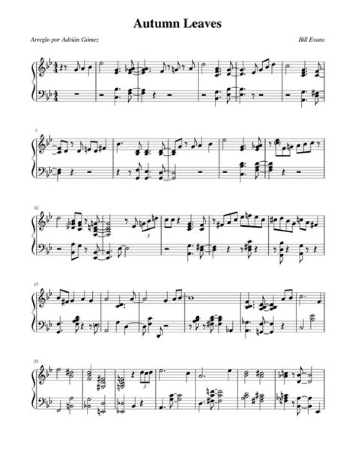 Autumn Leaves Piano Sheet Music PDF – Download Free Sheet Music