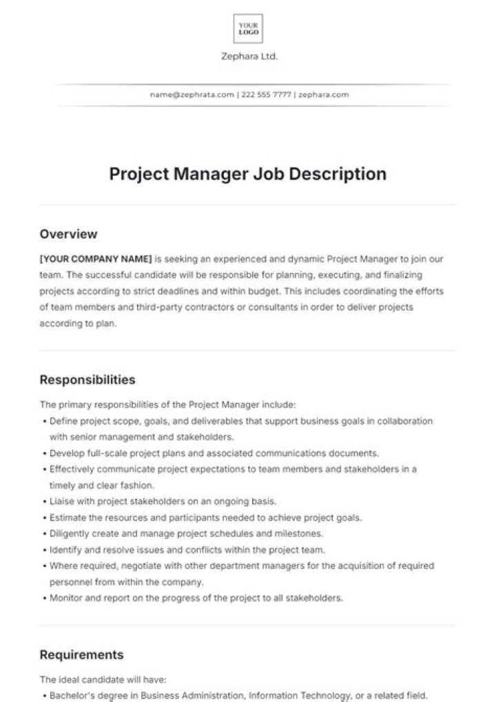AV Project Manager Job Description PDF: Full Guide & Template