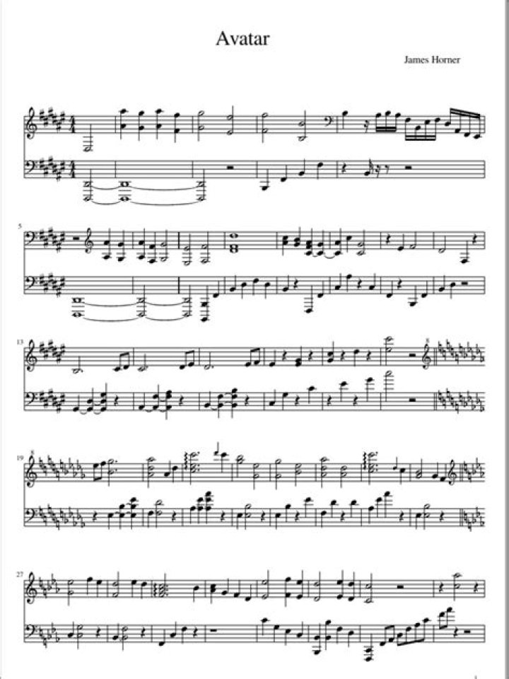 Download Free Avatar Piano Sheet Music PDF for Instant Play