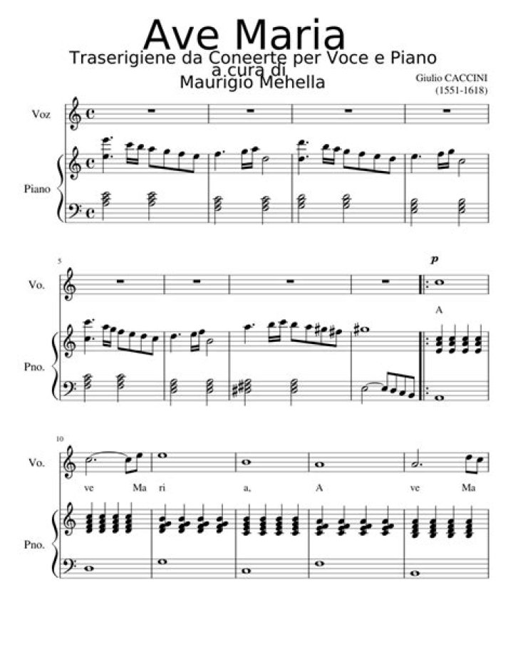 Free Ave Maria Caccini Sheet Music PDF Download
