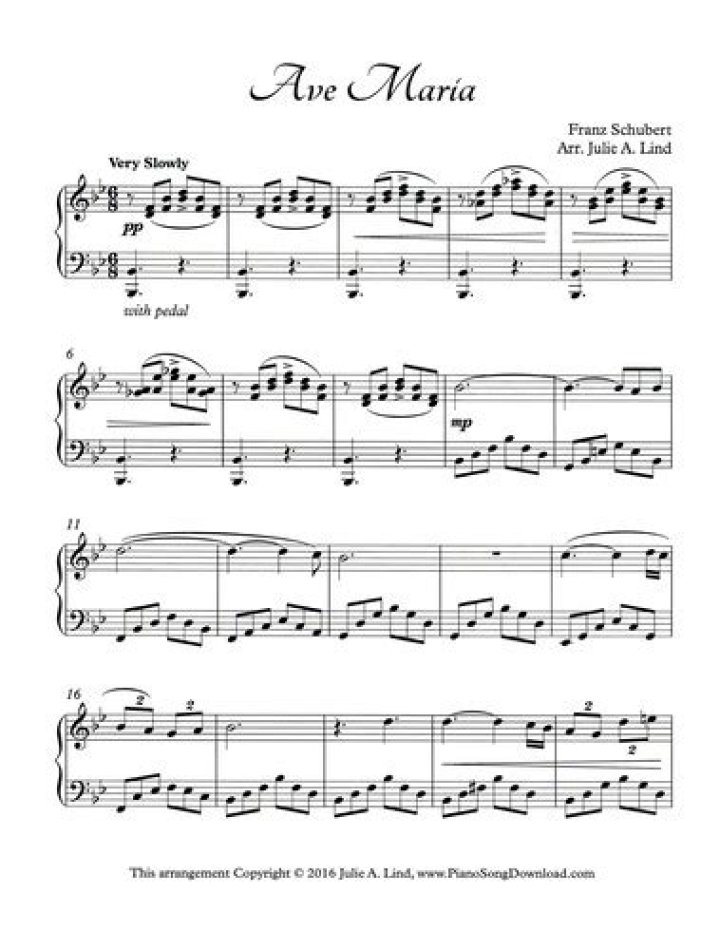 Free Ave Maria Schubert Piano Solo Sheet Music PDF Download