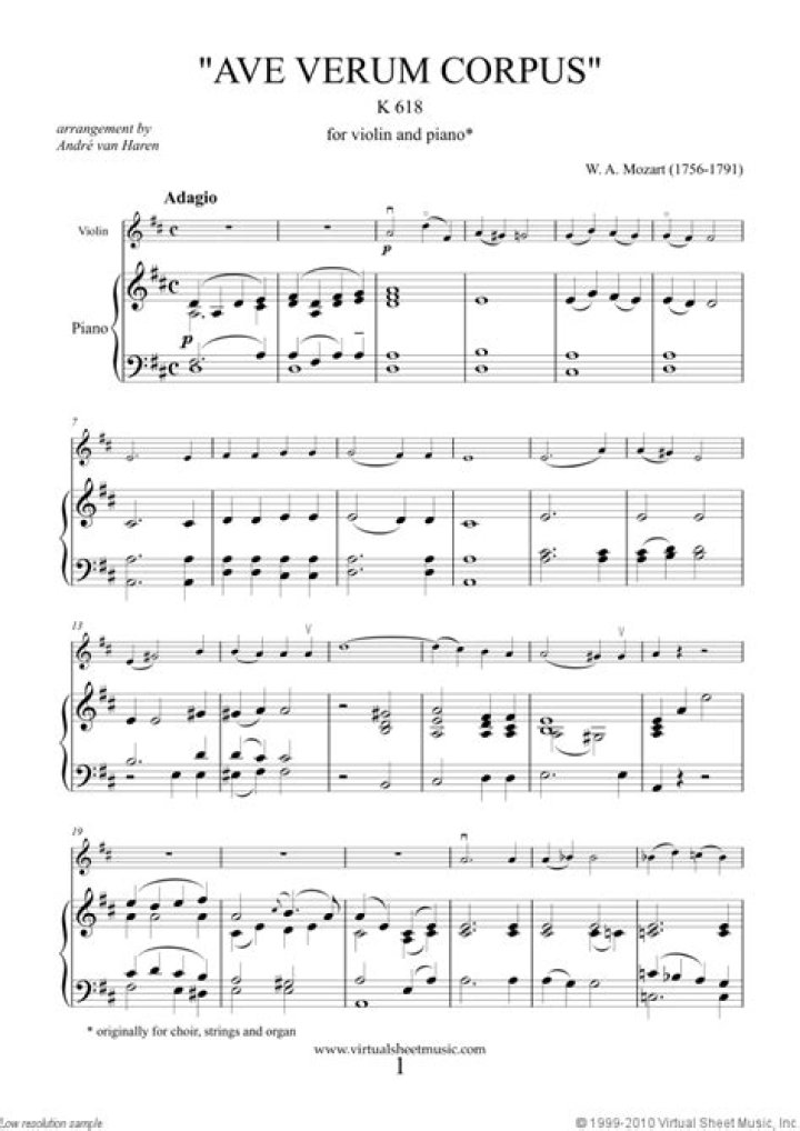 Free Ave Verum Corpus Music Sheet PDF Download