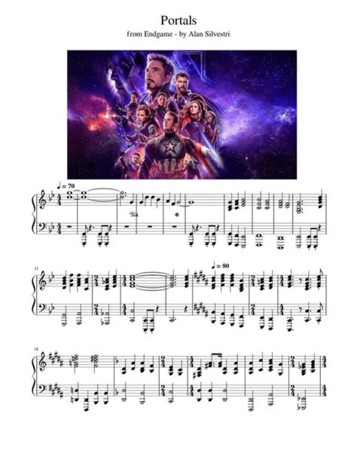Avengers Endgame Portals Piano Sheet Music PDF – Play the Ultimate Scene