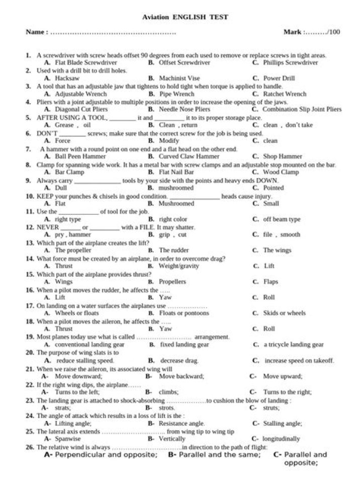 Master Aviation English with Our Free PDF Test