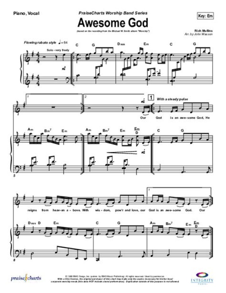 Awesome God Piano Sheet Music Free PDF Download