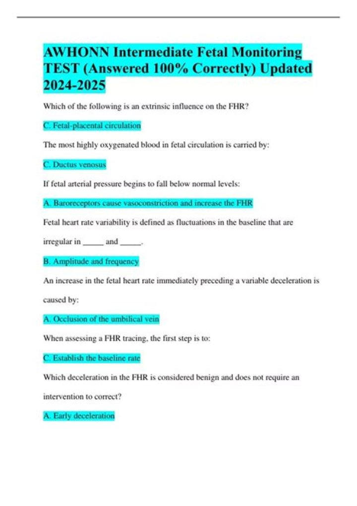 AWHONN Advanced Fetal Monitoring Test Answers PDF – Essential Clinical Guidance