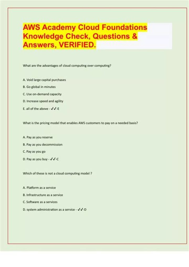 AWS Academy Cloud Foundations Course Assessment Answers PDF – Instant Access