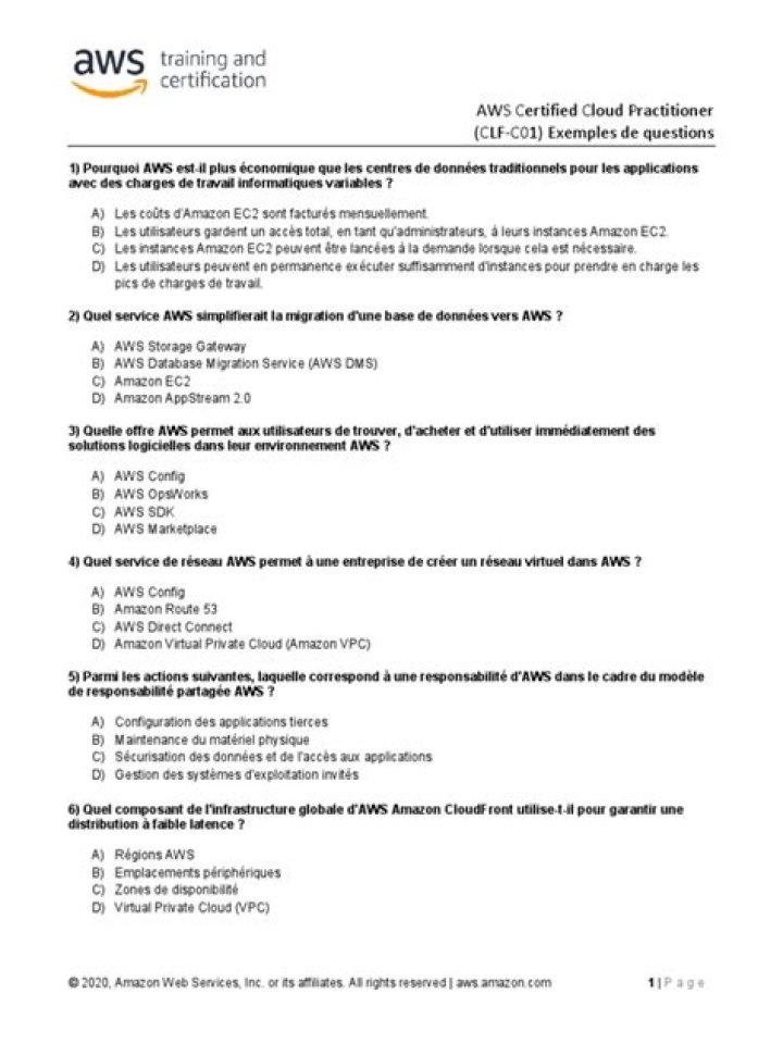 AWS Certified Cloud Practitioner Sample Questions PDF for Exam Prep