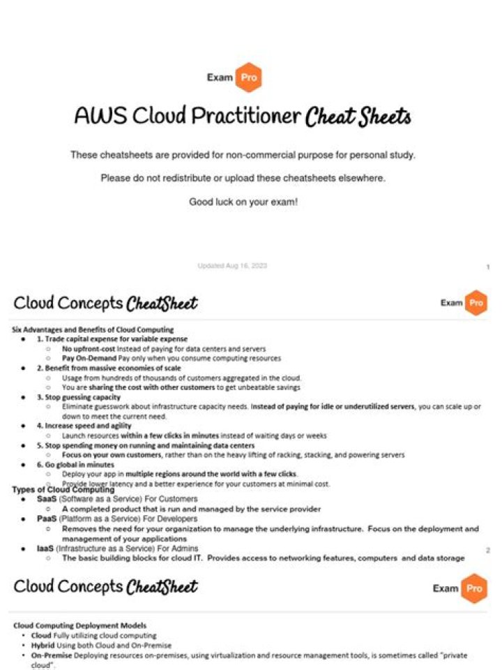 AWS Cloud Practitioner Cheat Sheet PDF – Quick Reference Guide