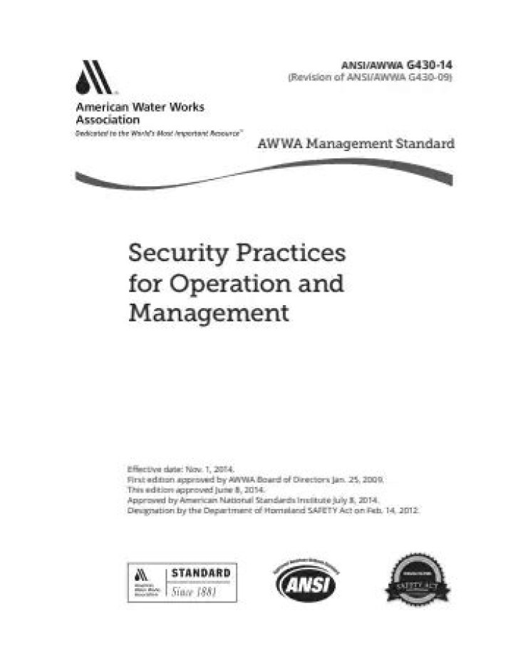 Essential AWWA G430 14 Security Practices for Safe Operation & Management PDF