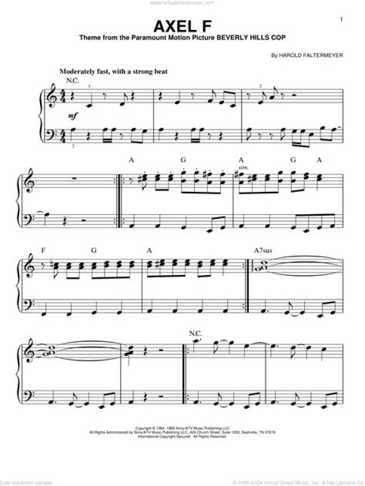 Axel F Piano Sheet Music PDF – Free Download
