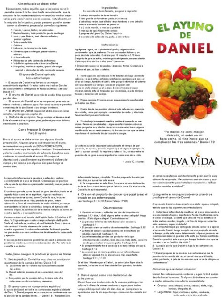 Ayuno de Daniel: Lista Completa de Alimentos en PDF