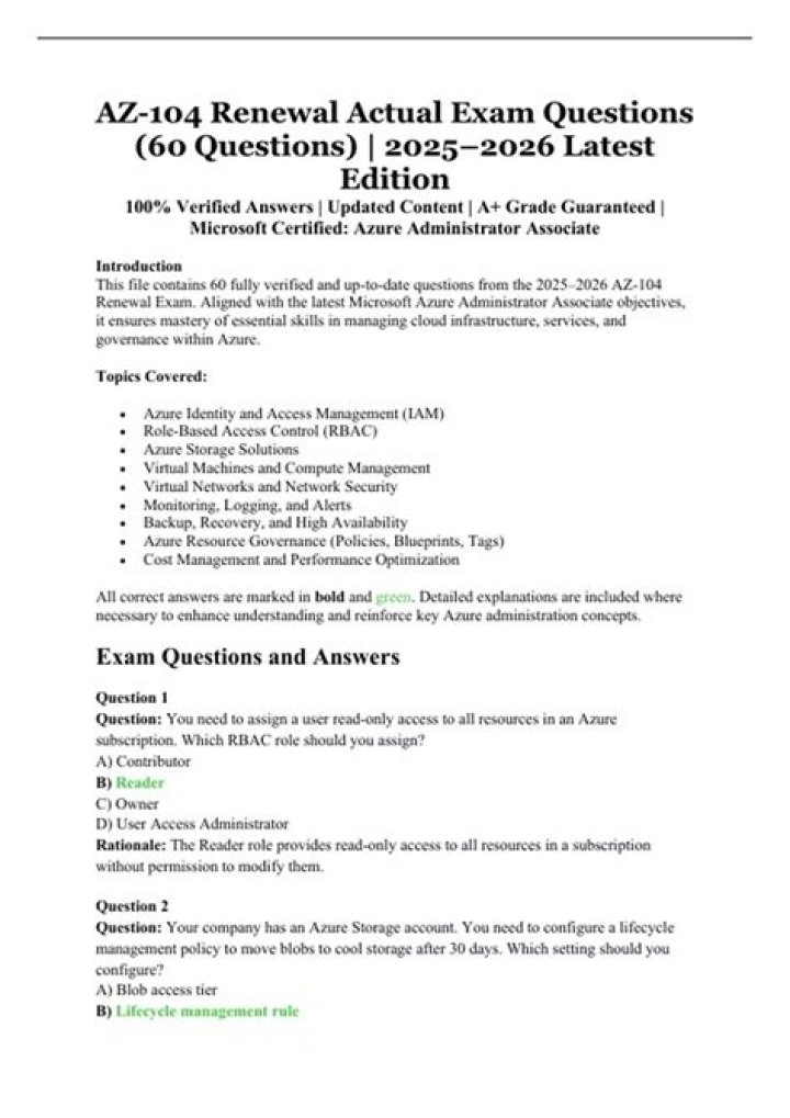 Az 500 Renewal Questions and Answers PDF – Complete Guide