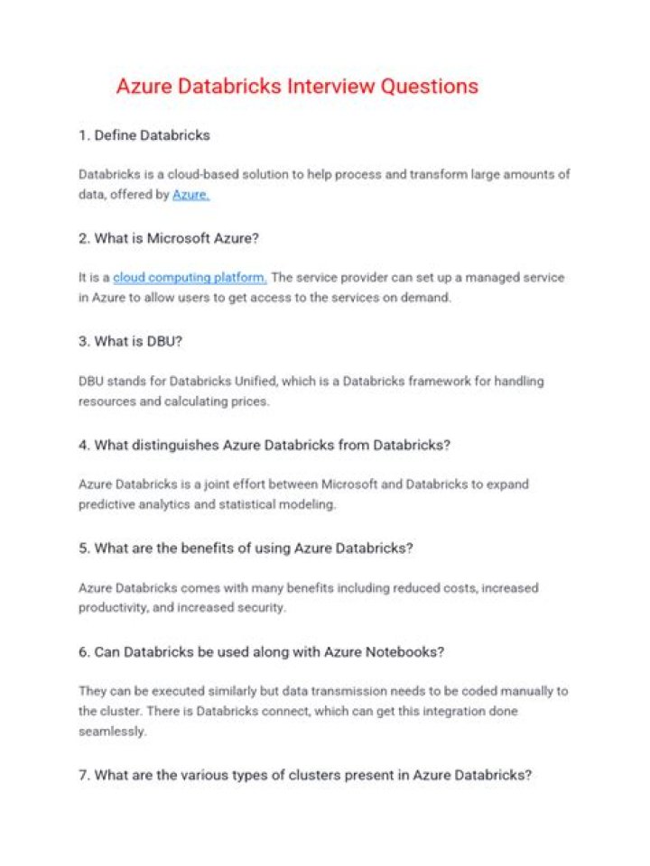 Azure Databricks Interview Questions for Experienced Professionals PDF Guide