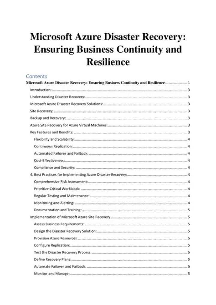 Azure Disaster Recovery Plan PDF: Secure Backup & Quick Recovery Guide